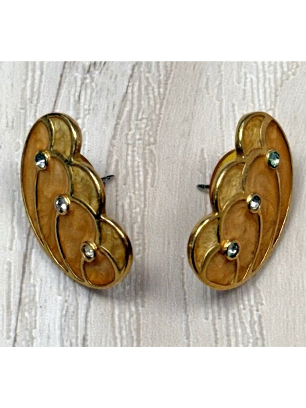 VTG Kenneth Jay Lane Avon 1" Enamel Papillon Collection Butterfly Wing EARRINGS